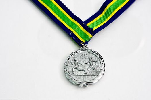 One sliver Medals on white background