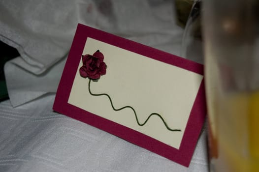 visiting card on the wedding table