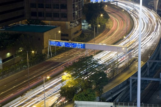 Busy traffic in Hong Kong Hung Hom Tunnel at night