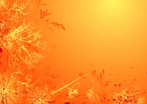 Retro styled nature background in orange with a floral theme