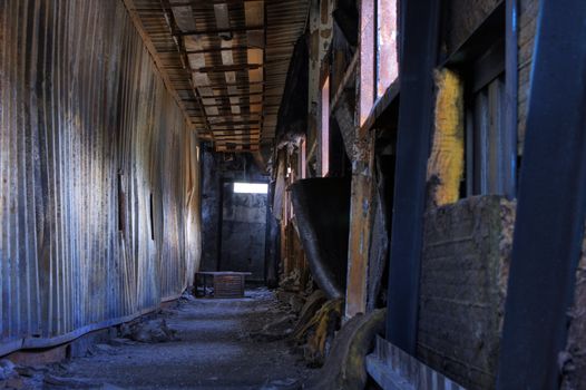 Discarded building, a peer after fire