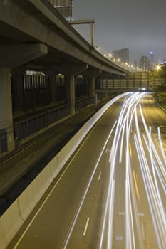 Highway with many car at night