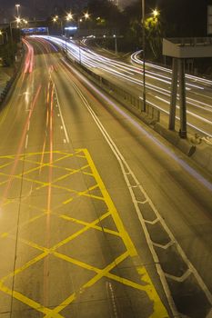 Highway with many car at night