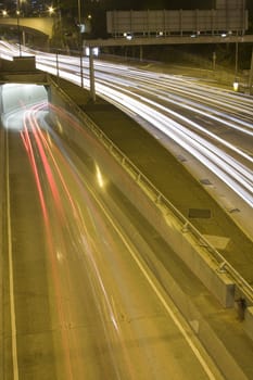 Highway with many car at night