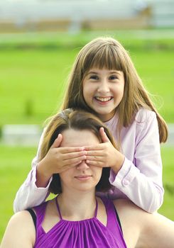 Daughter has closed eye to mother