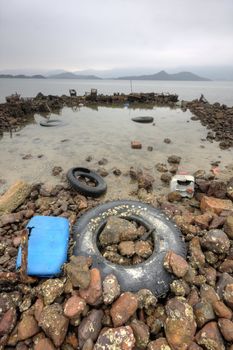 Pollution in seaside
