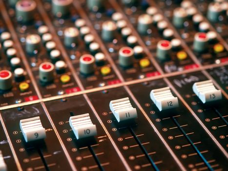 Mixing console in a recording studio
