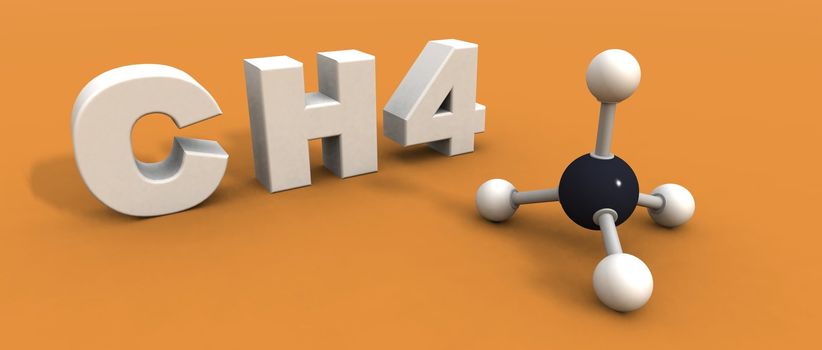 a 3d render of a molecule methane