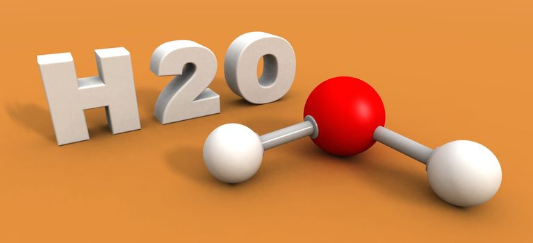 a 3d render of a water molecule