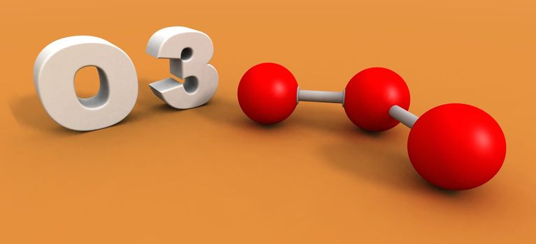 a 3d render of an ozone molecule