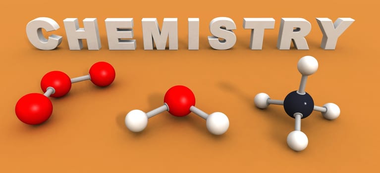 a 3d render to illustrate the word chemistry