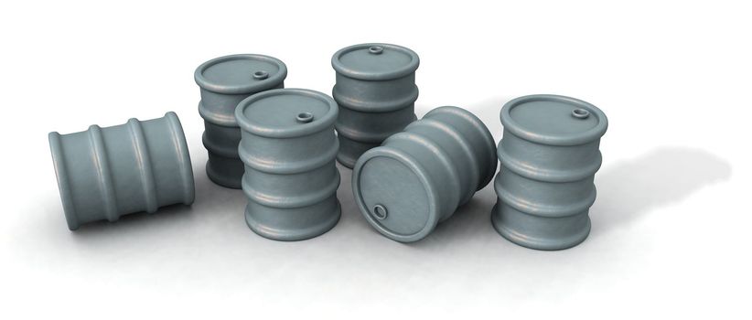 a 3d render of some oil barrels over a white background