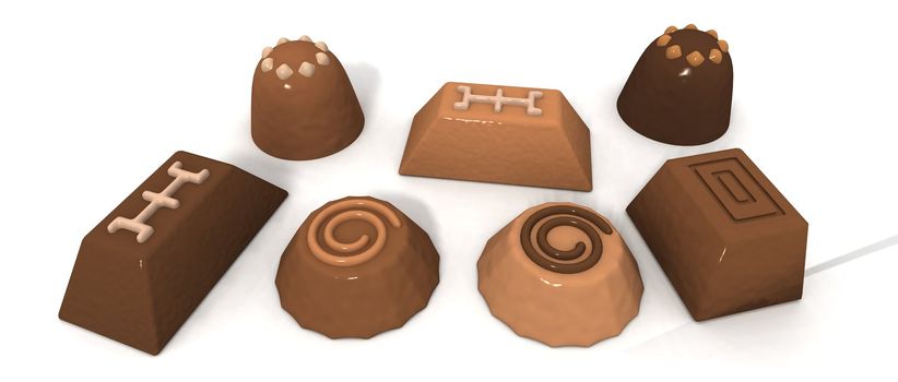 a 3d render of some chocolate pralines