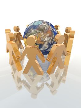 a 3d rendering to illustrate friendship, internet and world community