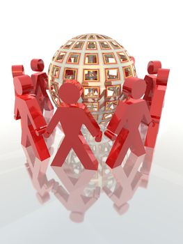 a 3d rendering to illustrate friendship, internet and world community
