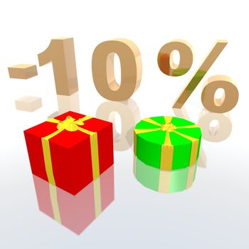 a 3d rendering of a discount percentage