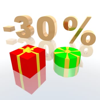a 3d rendering of a discount percentage