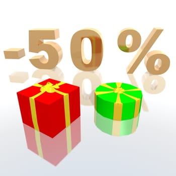 a 3d rendering of a discount percentage