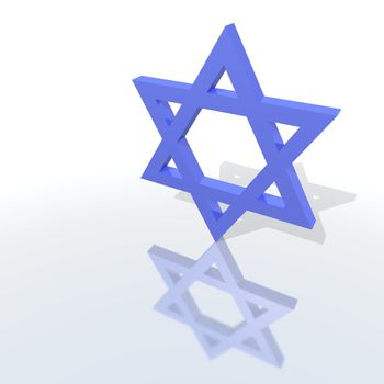 a 3d rendering of a blue star of David