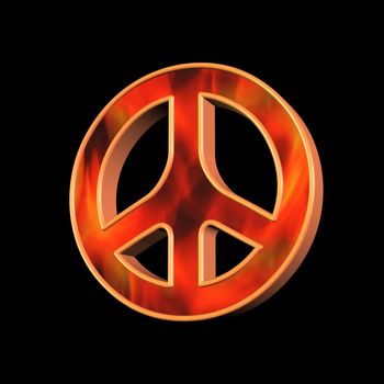 peace and love symbol over black background