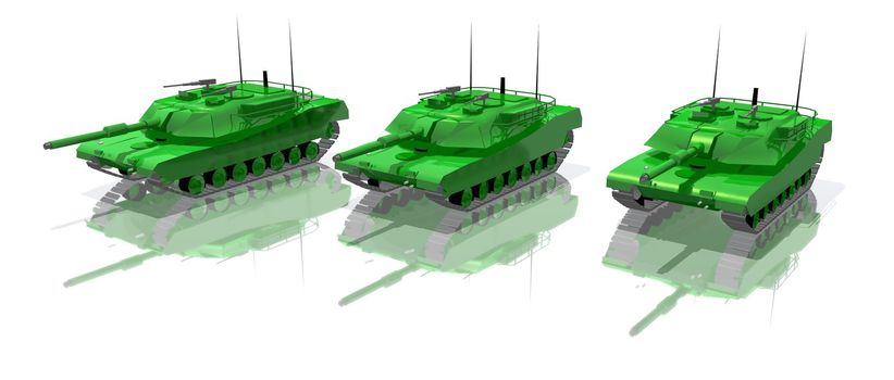 a 3d rendering of green tanks