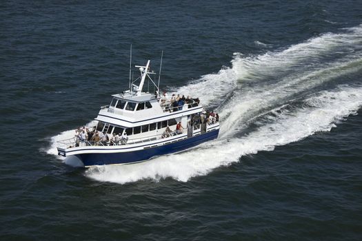 Ferry boat transport on Bald Head Island, North Carolina.