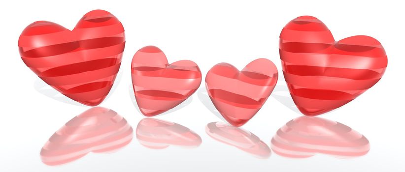a 3d rendering of two couples of hearts