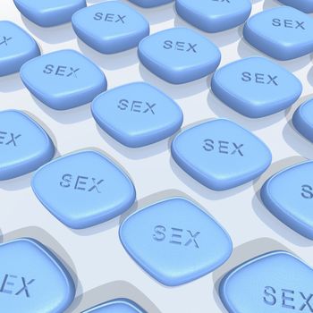 a 3d rendering of blue sex pills