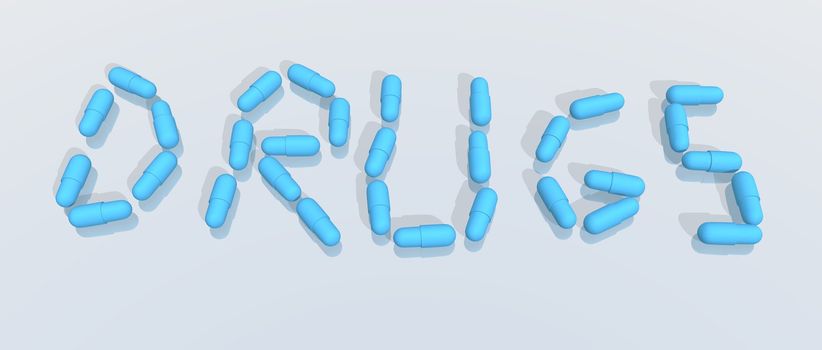 a 3d rendering of blue capsules