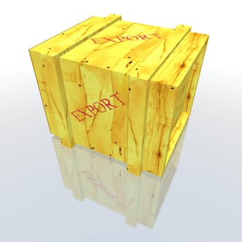a 3d rendering of an export wooden box