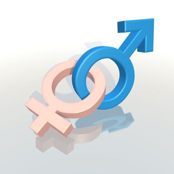 3d rendering of male and female symbols