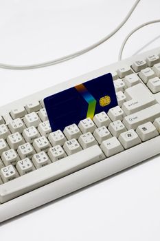 Closeup shot of credit card on keyboard