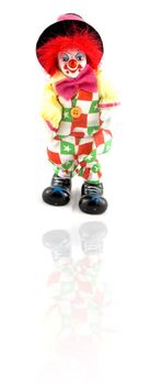 clown with reflection isolated on a white background