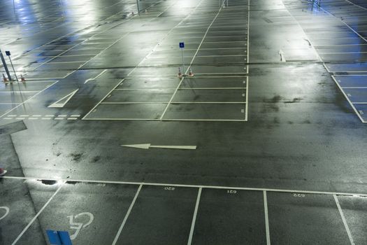 Compressed view of parked cars in car park 

