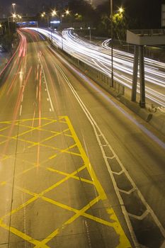 Highway with many car at night