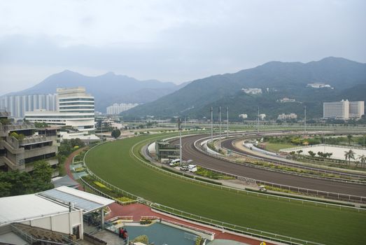 it is a shot of horse race empty track.