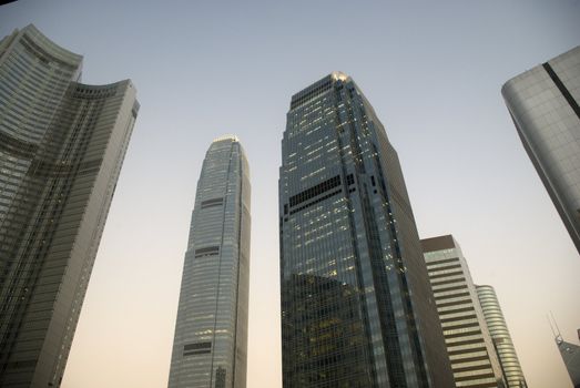 Skyscraper with building in hong kong