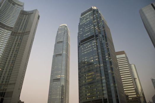Skyscraper with building in hong kong