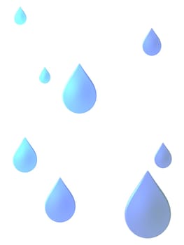 An illustration of blue water drops isolated on white.