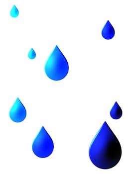 An illustration of blue water drops isolated on white.