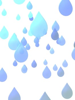 An illustration of blue water drops isolated on white.