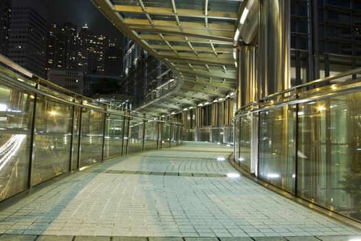 A modern flyover at night.