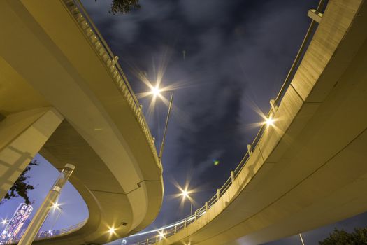 It is traffic in downtown, Hong kong
night