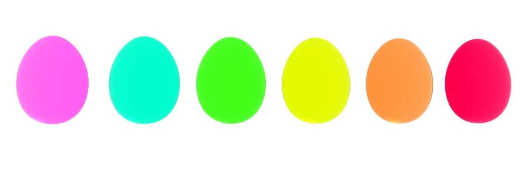 Bright colored Easter eggs isolated on white.