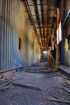 Discarded building, a peer after fire