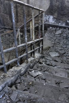 Burned Out building, stair.