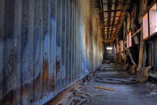 Discarded building, a peer after fire