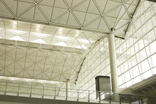 Steel roof structure in the hongkong airport, hongkong, China