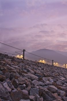 Sunset with a lot of stone with long exposure