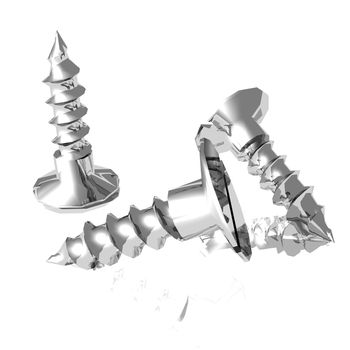 A computer rendering of a metal screws.